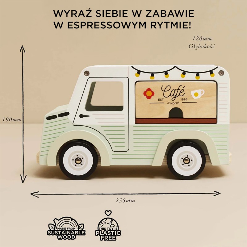 Drewniany samochód retro kawiarnia zabawka dla dzieci sklep kawa Le Toy Van