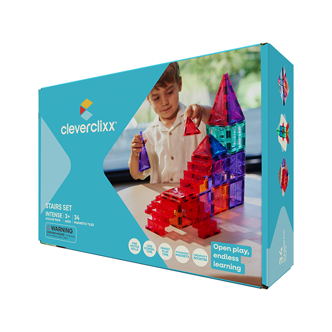 Klocki magnetyczne ze schodami Stairs Set Intense 34 el. Cleverclixx