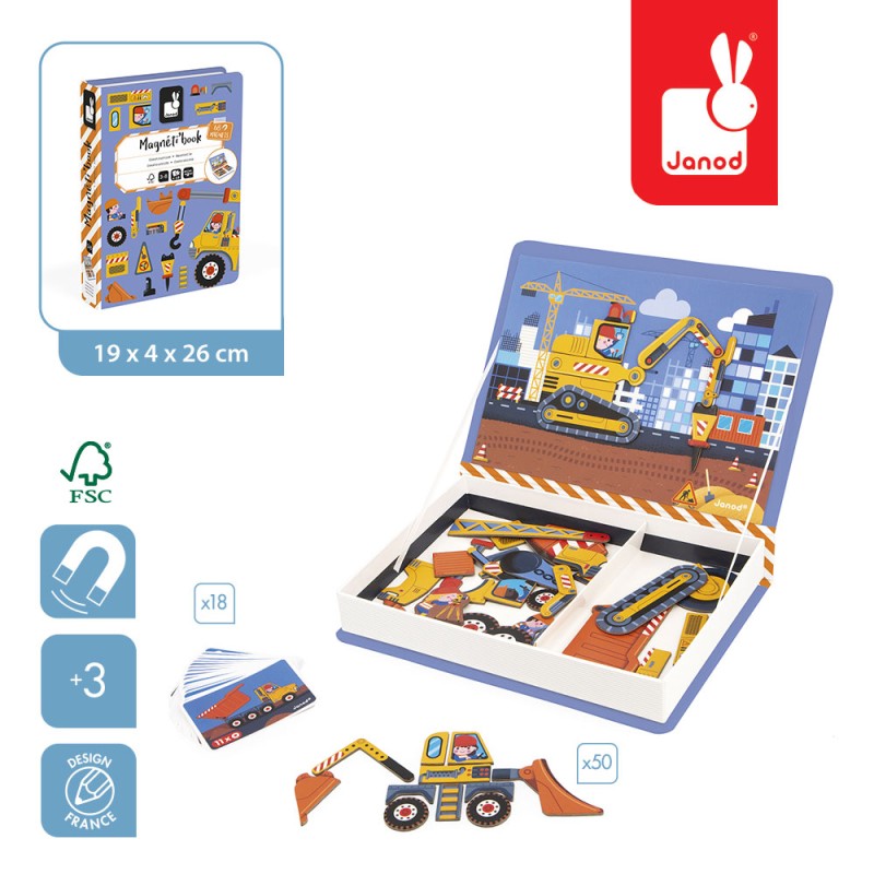 Magnetyczna układanka Plac budowy Magnetibook 3-8 lat Janod