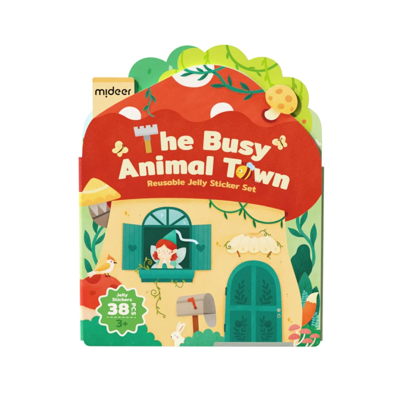 Zestaw wielorazowych żelowych naklejek The Busy Animal Town Zwierzęta mideer
