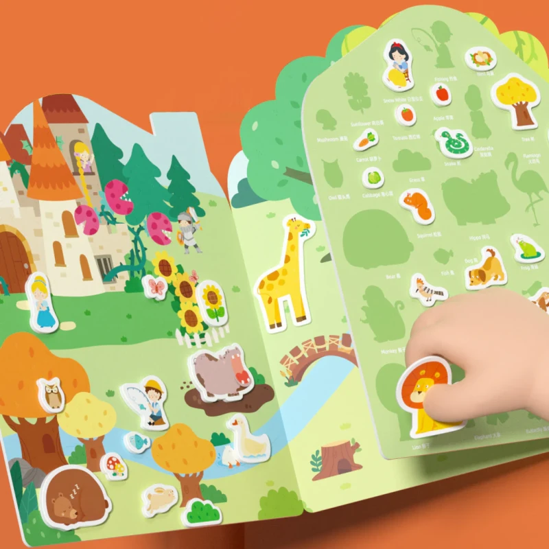 Zestaw wielorazowych żelowych naklejek The Busy Animal Town Zwierzęta mideer