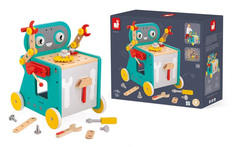 Wózek warsztat magnetyczny z narzędziami Robot Brico ‘Kids 18m+ Janod