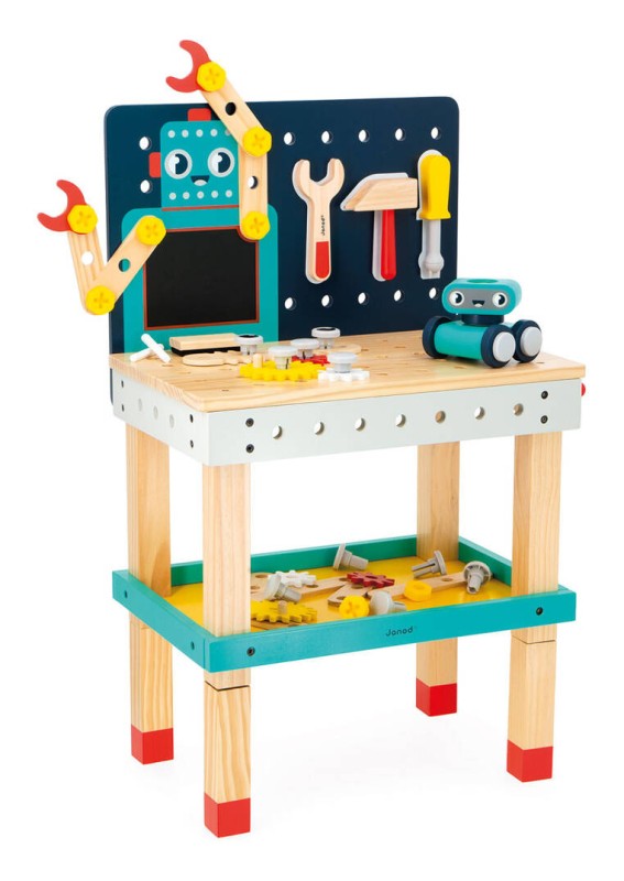 Duży stolik warsztat drewniany magnetyczny Robot Brico ‘Kids 3+ Janod