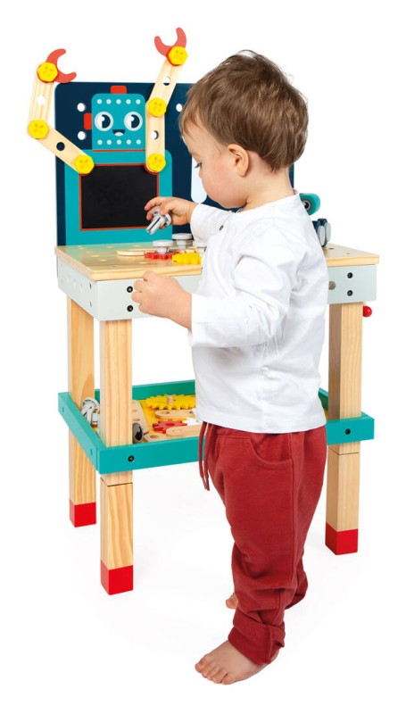 Duży stolik warsztat drewniany magnetyczny Robot Brico ‘Kids 3+ Janod