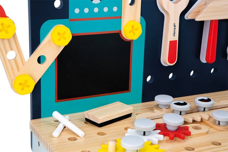 Duży stolik warsztat drewniany magnetyczny Robot Brico ‘Kids 3+ Janod