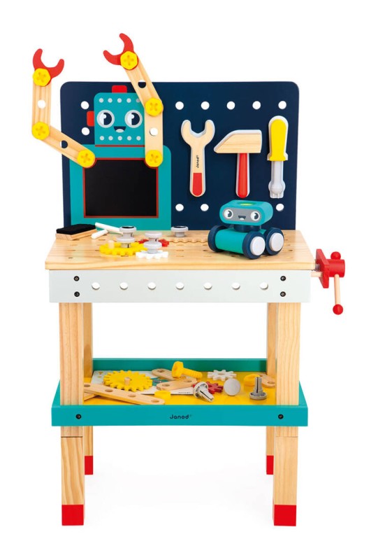 Duży stolik warsztat drewniany magnetyczny Robot Brico ‘Kids 3+ Janod