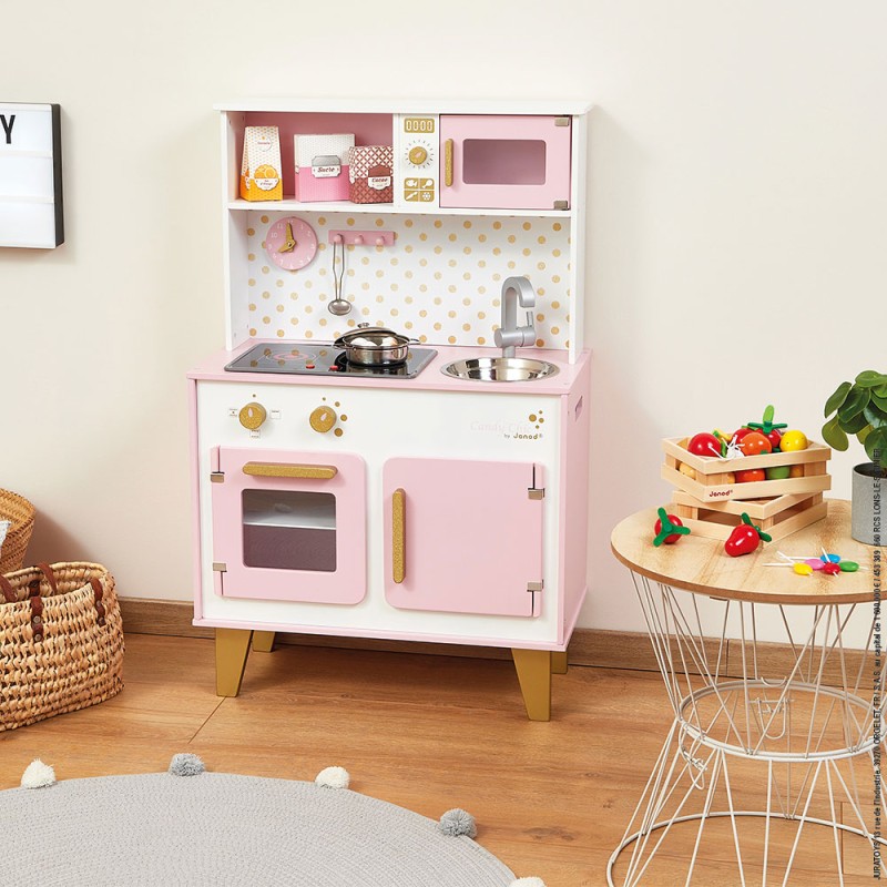 Duża kuchnia drewniana z dźwiękiem i 6 akcesoriami Candy Chic Janod