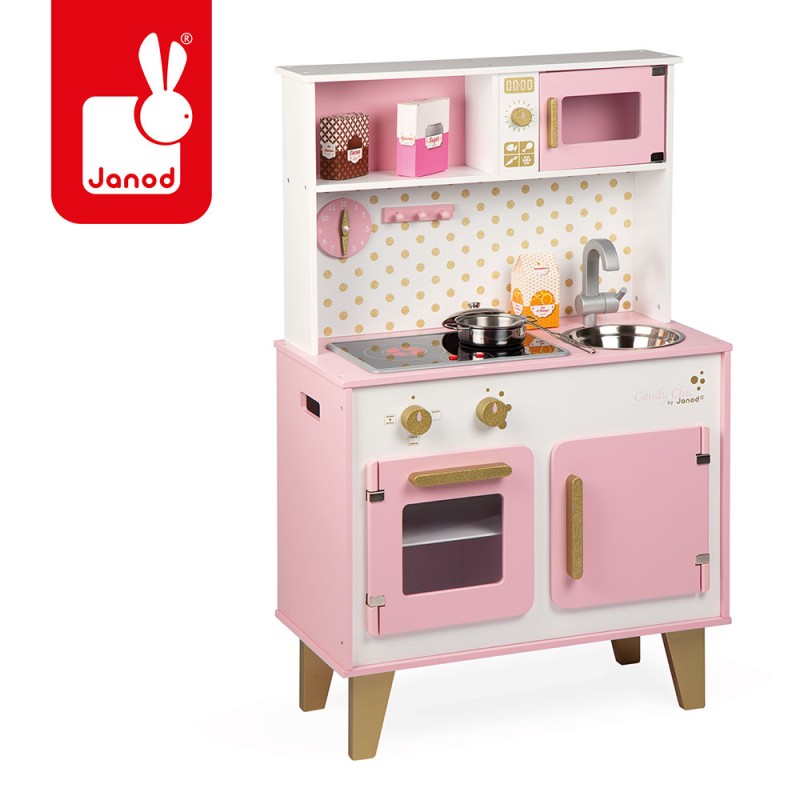 Duża kuchnia drewniana z dźwiękiem i 6 akcesoriami Candy Chic Janod