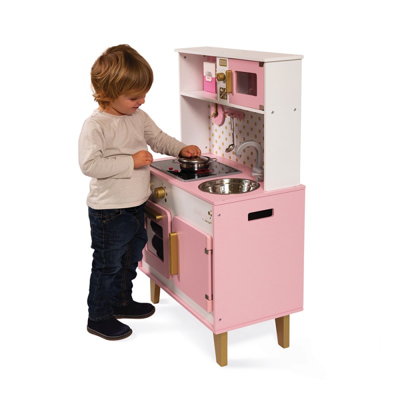 Duża kuchnia drewniana z dźwiękiem i 6 akcesoriami Candy Chic Janod