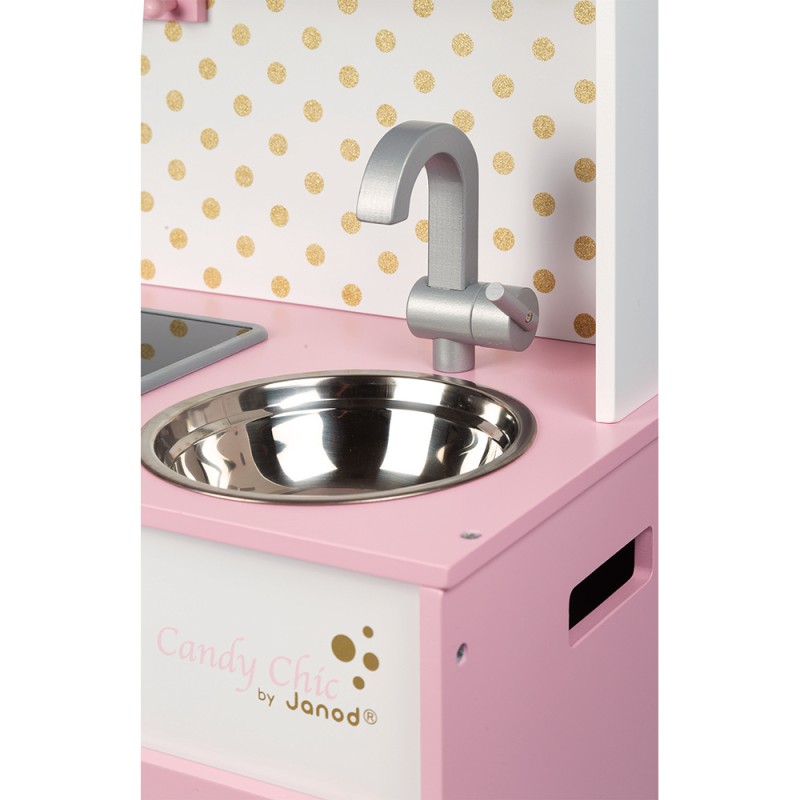 Duża kuchnia drewniana z dźwiękiem i 6 akcesoriami Candy Chic Janod