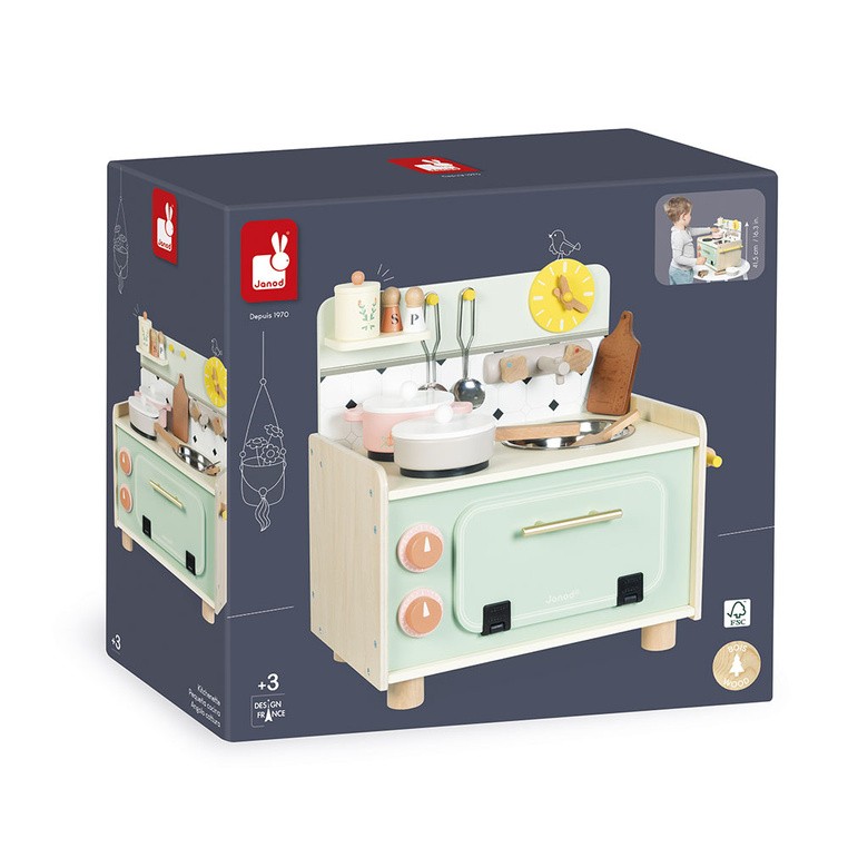 Mała drewniana kuchnia z 9 akcesoriami Shiny Grandma 3+ Janod