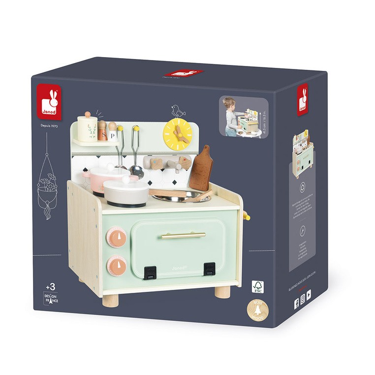 Mała drewniana kuchnia z 9 akcesoriami Shiny Grandma 3+ Janod
