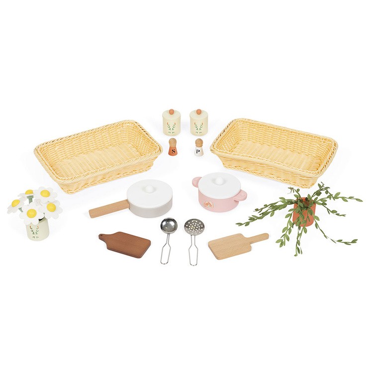 Duża drewniana kuchnia z 19 akcesoriami Shiny Grandma 3+ Janod