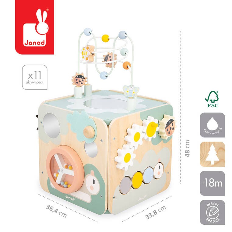 Wielofunkcyjna kostka edukacyjna z pętlą duża Sweet Cocoon Janod