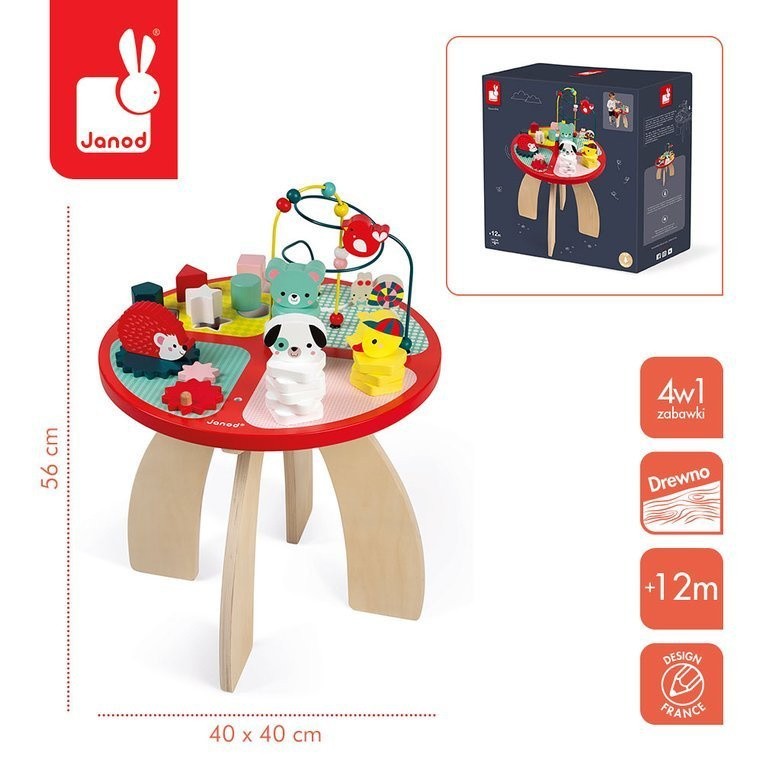 Stolik edukacyjny duży drewniany Baby Forest Janod