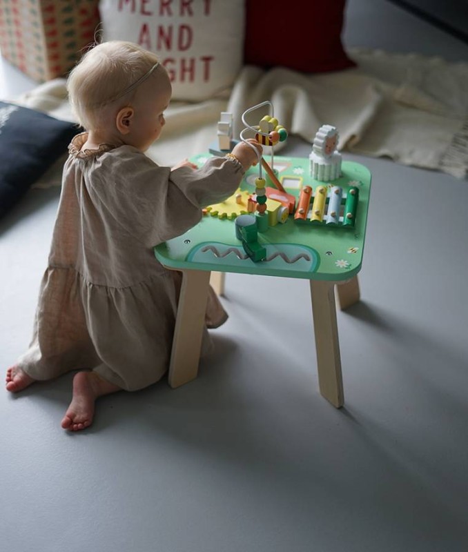 Wielofunkcyjny stolik edukacyjny drewniany Łąka 12 m+ Janod