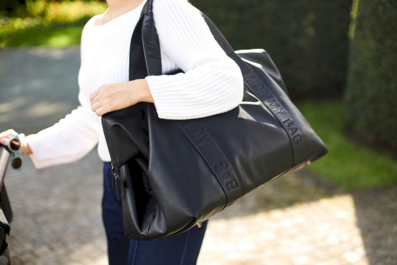 Torba Mommy Bag Signature Vegan Leather Black Childhome