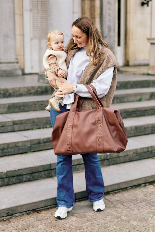Torba Mommy Bag Signature Vegan Leather Dark Brown Childhome