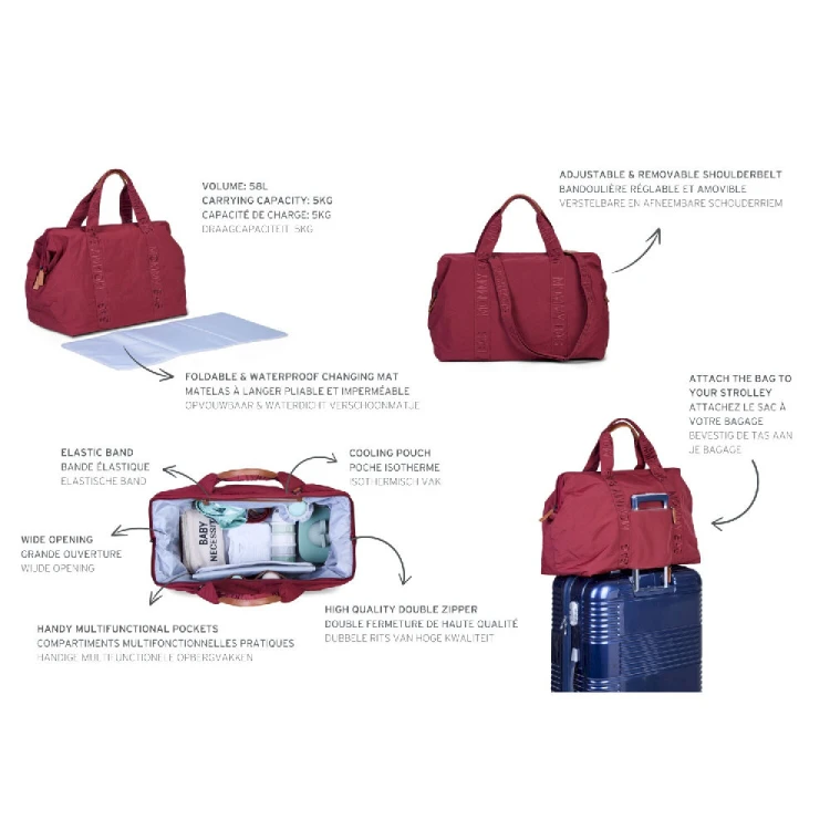 Torba Mommy Bag Signature Urban Burgundy Childhome