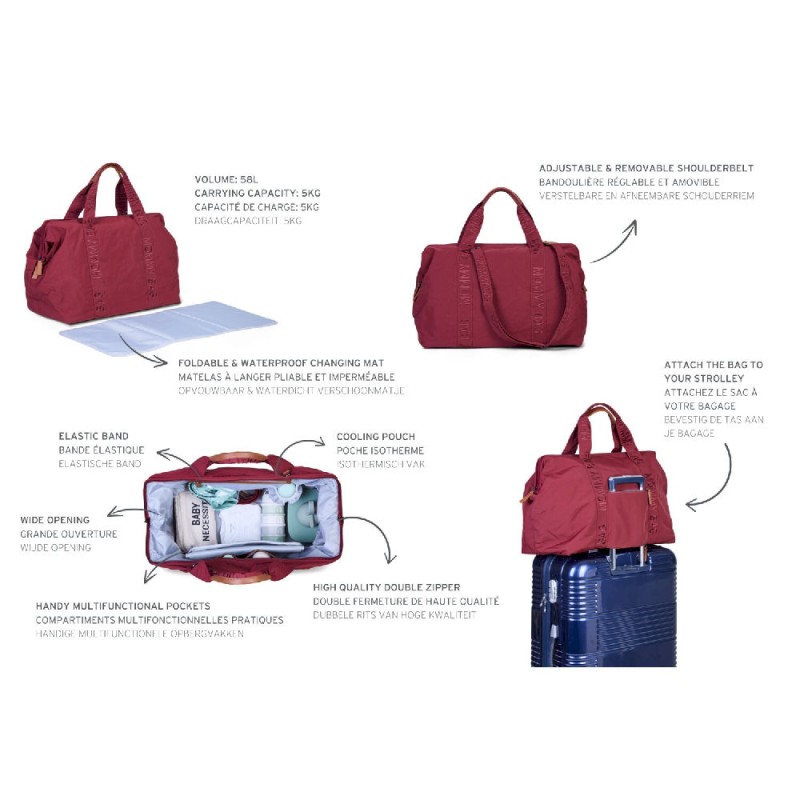 Torba Mommy Bag Signature Urban Burgundy Childhome