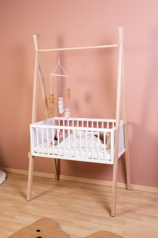 Łóżeczko Tipi 50x90 cm + Wieszak na ubrania Childhome
