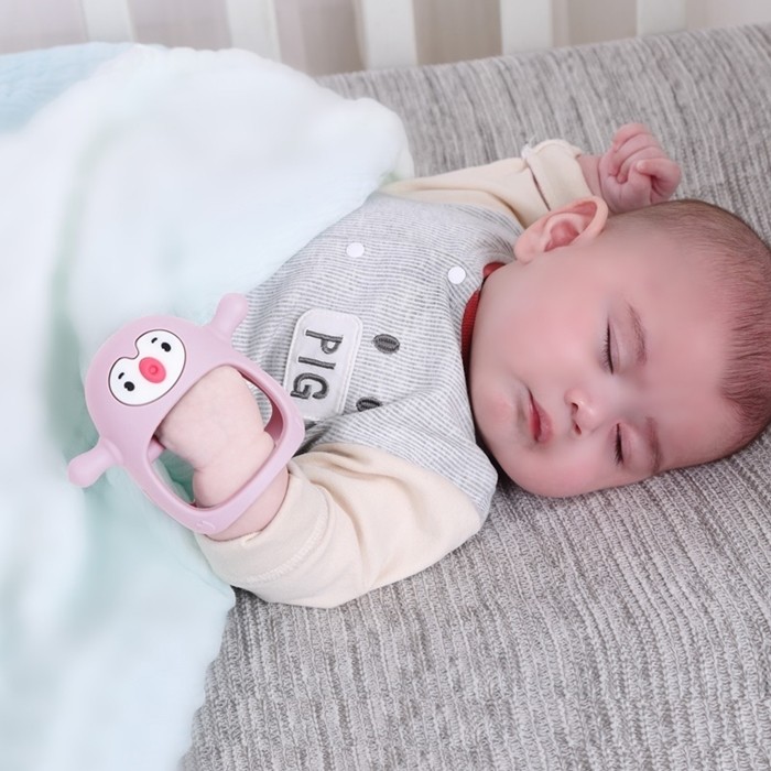 Gryzak Silikonowy Pingwin Buddy Light Pink Smily Mia