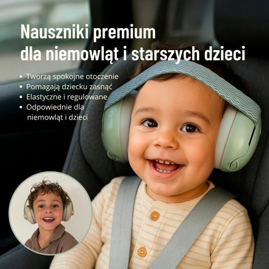 Słuchawki Wygłuszające 2w1 dla Dzieci i Niemowląt Beige Zazu Fun