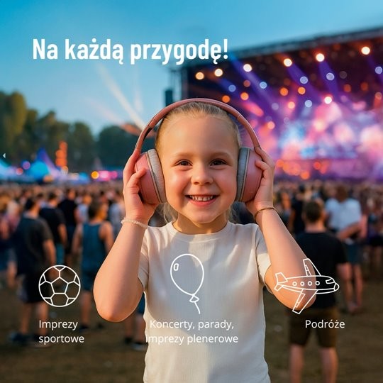 Słuchawki Wygłuszające 2w1 dla Dzieci i Niemowląt Pink Zazu Fun
