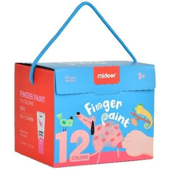 Farby do malowania palcami z książeczką 12 kolorów mideer