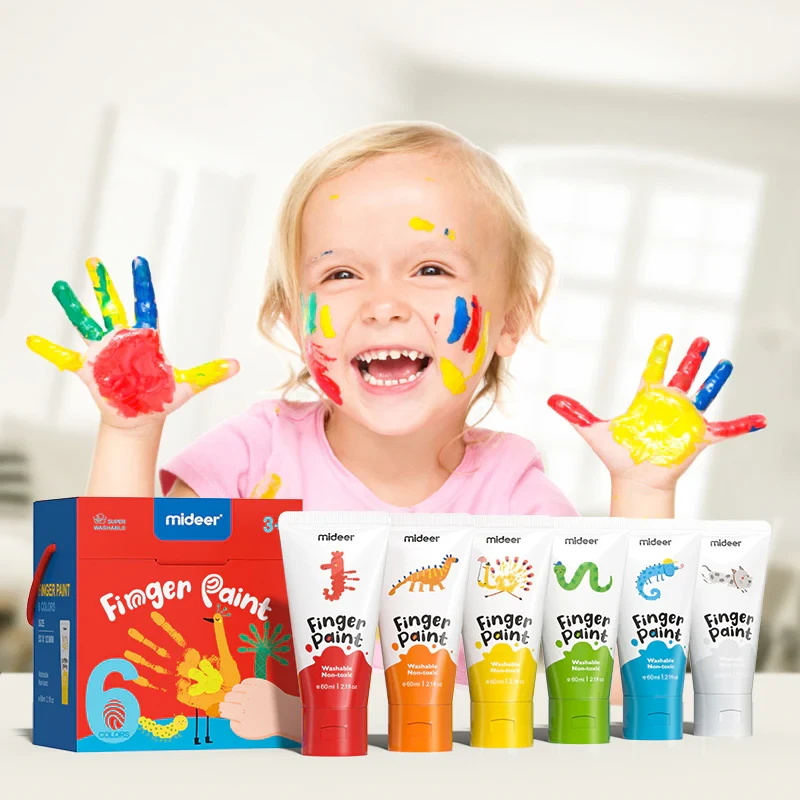 Farby do malowania palcami z książeczką 12 kolorów mideer