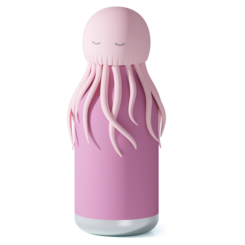 Butelka termiczna ze słomką Bestie Meduza różowa 460 ml Asobu