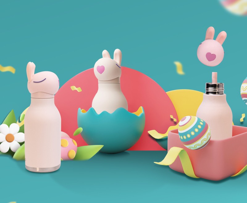 Butelka termiczna ze słomką Bestie Królik 460 ml Asobu