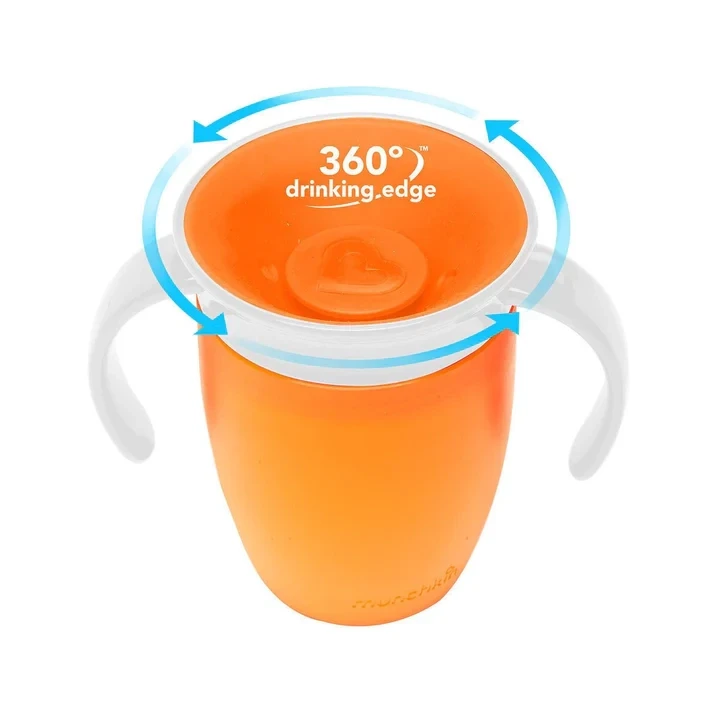 Kubek treningowy z uchwytami Miracle 360° 207 ml pomarańczowy Munchkin