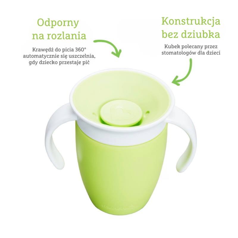 Kubek treningowy z uchwytami Miracle 360° 207 ml zielony Munchkin
