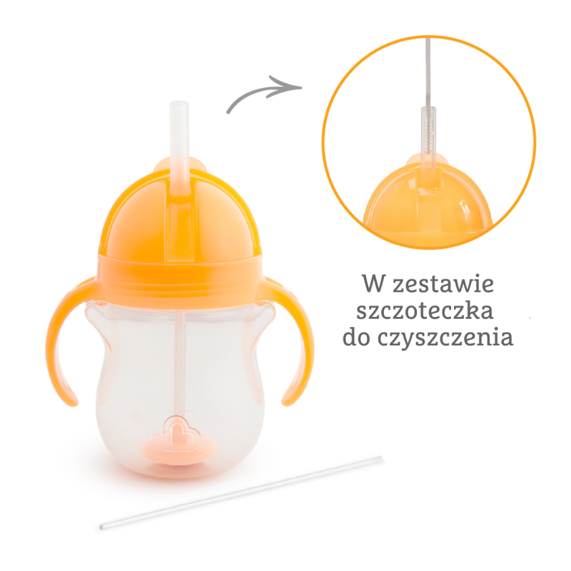 Kubek niekapek ze słomką 207 ml pomarańczowy Munchkin