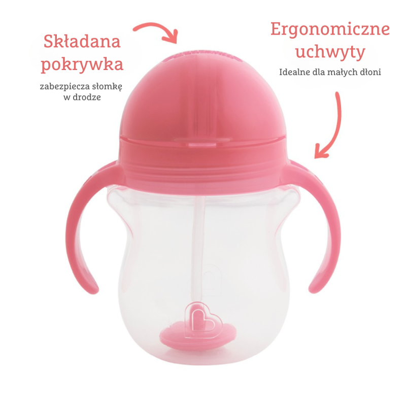Kubek niekapek ze słomką 207 ml różowy Munchkin