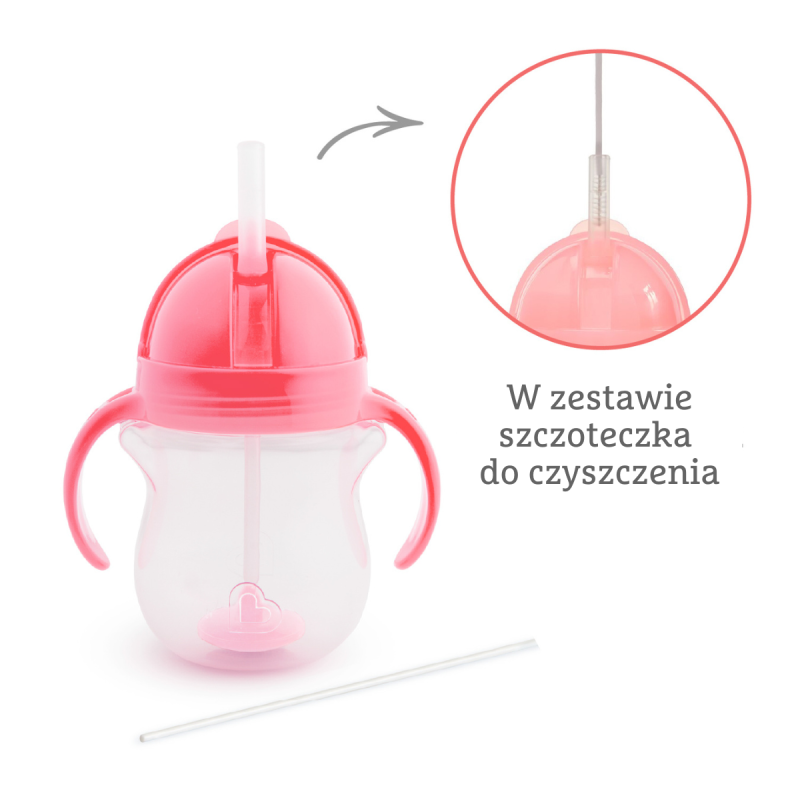 Kubek niekapek ze słomką 207 ml różowy Munchkin