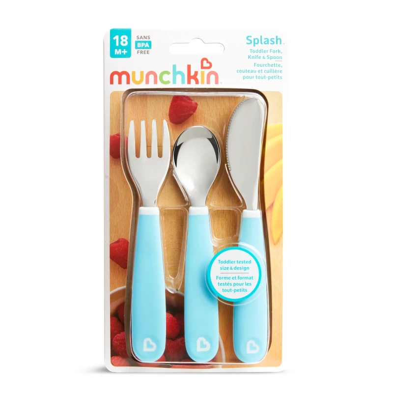 Zestaw stalowych sztućców dla dzieci niebieski Munchkin