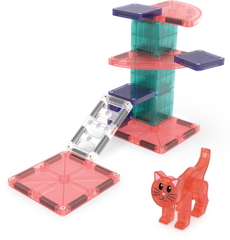 Klocki Magnetyczne Cat Tree 13 el. kot na drapaku MAGNA-TILES