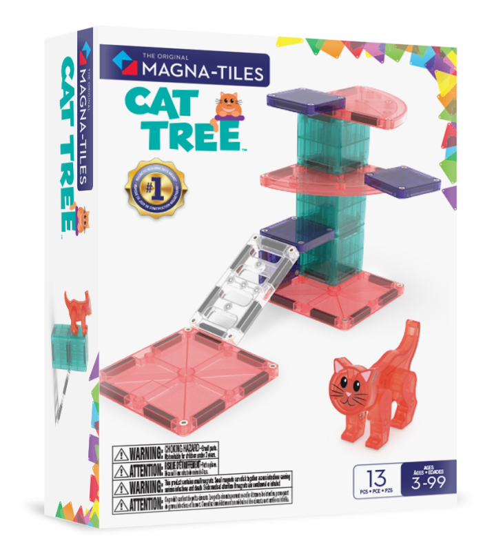 Klocki Magnetyczne Cat Tree 13 el. kot na drapaku MAGNA-TILES