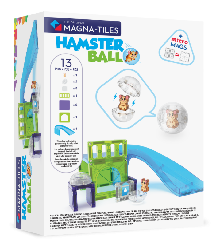 Klocki Magnetyczne Hamster Ball 13 el. kula z chomikiem MAGNA-TILES