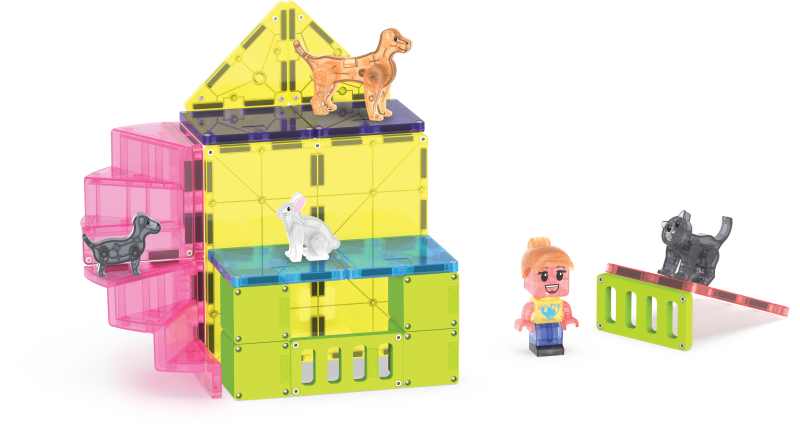 Klocki Magnetyczne Pet Playhouse 50 el. Zwierzęta MAGNA-TILES