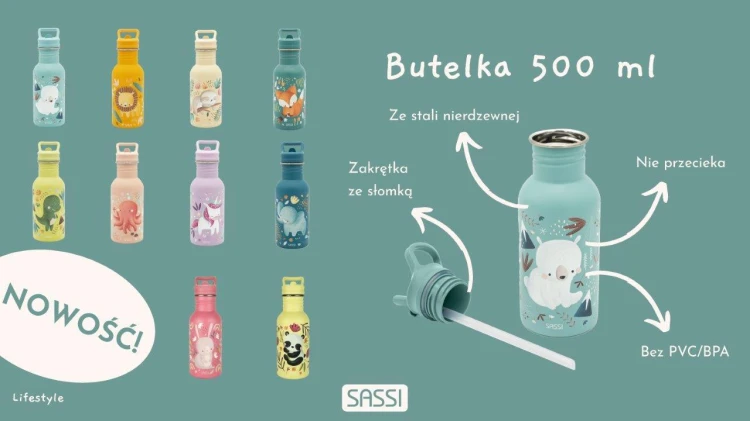 Butelka na wodę bidon 500 ml Królik SASSI