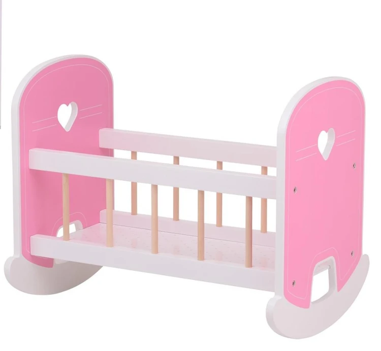 Drewniana kołyska Baby Rose dla lalek 35-45 cm