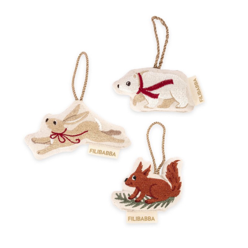 Haftowane ozdoby świąteczne Nordic animals - Wonderful Winter Filibabba