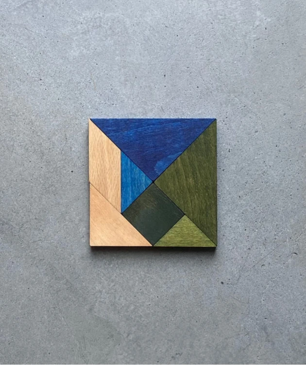 Drewniany Tangram w woreczku – barwa zimna Wooden Story