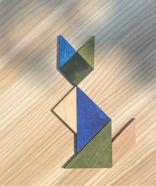 Drewniany Tangram w woreczku – barwa zimna Wooden Story