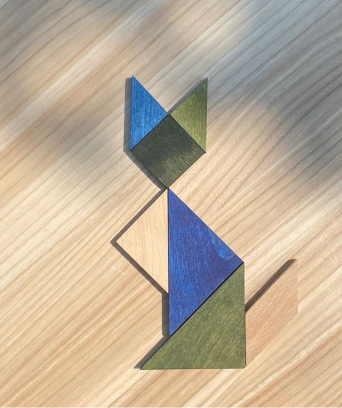 Drewniany Tangram w woreczku – barwa zimna Wooden Story