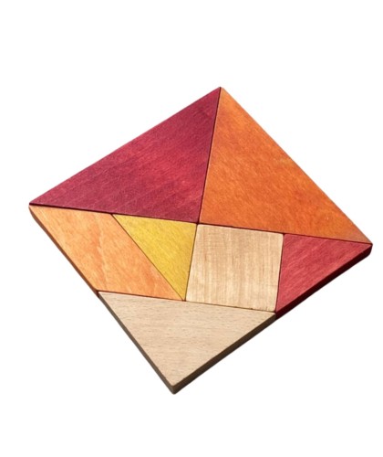 Drewniany Tangram w woreczku – barwa ciepła Wooden Story