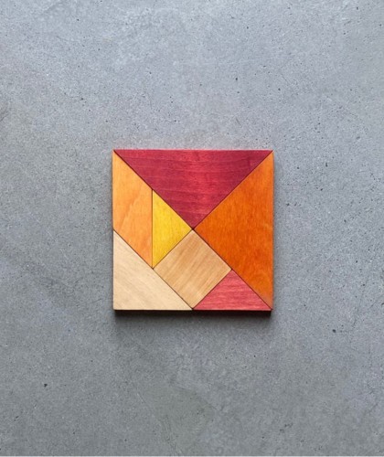 Drewniany Tangram w woreczku – barwa ciepła Wooden Story